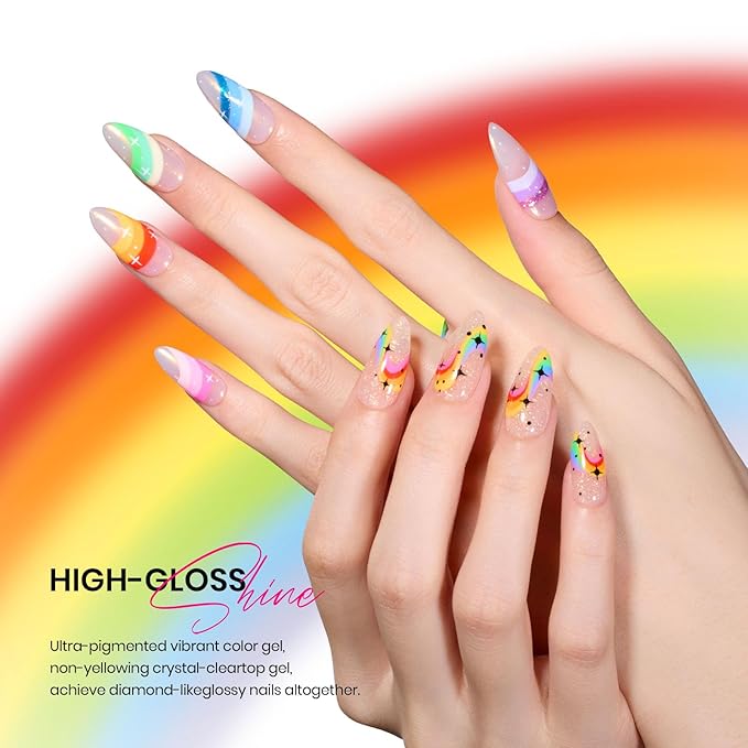 Beetles Summer Gel Nail Polish Set Green Pink Blue Glitter Nude Manicure Kit 23 Pcs 20 Colors Gifts for Women with Base Matte Glossy Top Coat Uv Lamp Needed Rainbow Magic