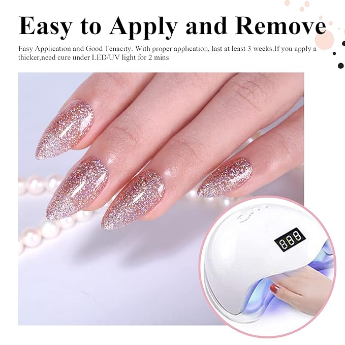 Gel Nail Polish, 1 Pcs 15ml Glitter gold gel nail polish Color Soak Off Gel Polish Nail Art Manicure Salon DIY Nail Lamp Gel Nail Design Christmas Decoration at Home