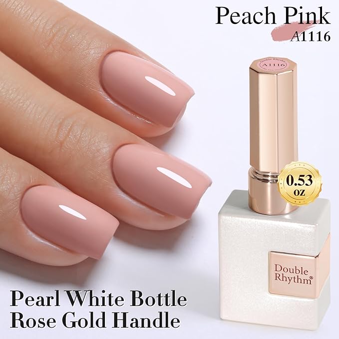 Double Rhythm Gel Polish 15ML Jelly Sheer Pastel Light Milky Color Pearl White Bottle 1 PC 0.5 OZ Full Size Nail Art Salon at Home (Milky Pink-D1116)