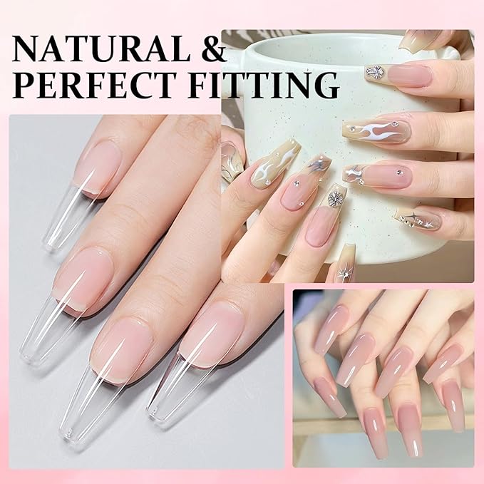 Major Dijit Gel Nail Kit - Beginner Gel Nail Set with Nail Drill, 0.5oz 4-in-1 Nail Glue, 500PCS Long Coffin Nail Tips, UV Lamp for Nail Extension & Art nail