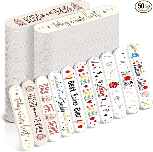 50 Pack Christmas Teacher Appreciation Gifts Bulk Teacher Thank You Nail Files Emery Boards Small Spa Party Favors Employee Appreciation Gifts for Staff Team Coworkers
