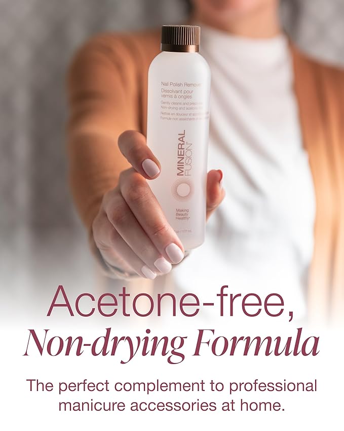Mineral Fusion Nail Polish Remover - Acetone-Free Nail Care with Natural Solvents - Non Drying Liquid Formula - 6 fl oz