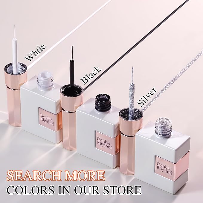 Double Rhythm 15 Ml Metallic Gel Liner Nail Art Bronze Mirror Chrome Painted Drawing Stripper 3D Effect Gel Polish (Glitter Silver-L1001)