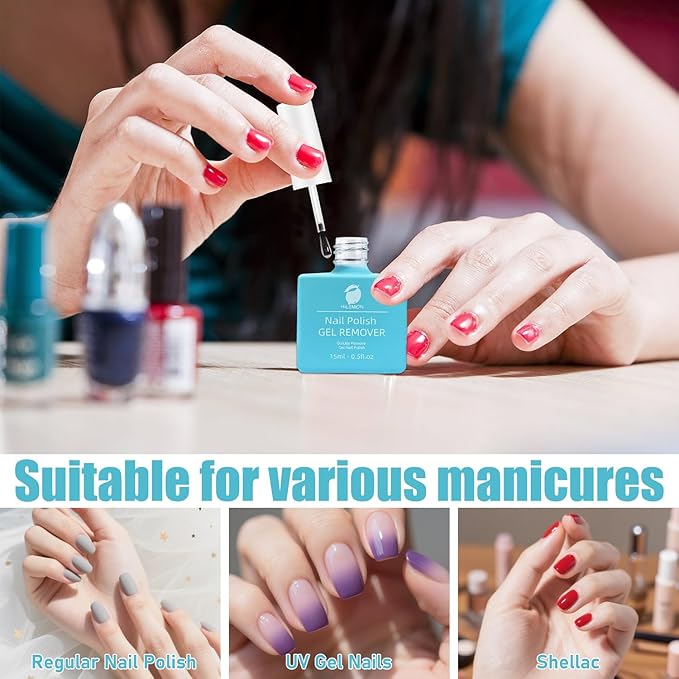 Quick Gel Nail Polish Remover, Easy Remove Gel Polish in 3 Minutes, No Need Soaking or Wrapping, Gel Remover for Nails, 15ml 6PCS