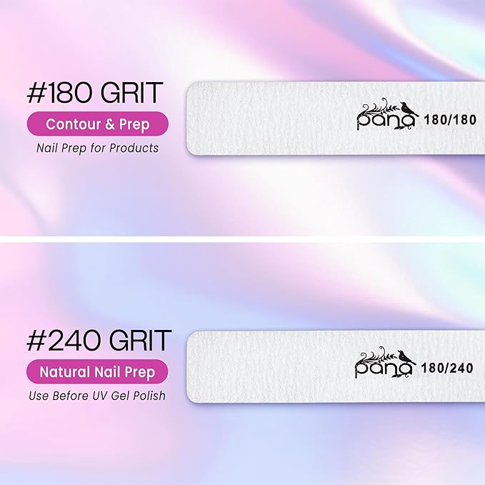 10PCS Jumbo Size PANA Professional Double Sided Nail Files - Zebra, 100/180 Grit - Emery Board Nail Buffering File Manicure Pedicure Nail Polisher Washable