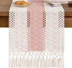 Boho Table Runner Summer Farmhouse Rustic Dining Dresser Scarf Home Decor | - Image 5