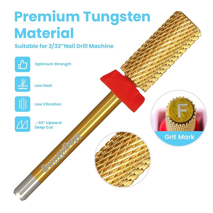 3/32'' Super Cut Nail Drill Bits for Fast Hard Gel Removal, MagiBling Tungsten Carbide Bits for Professional Users, Upward Deep Cut, Right Hand Use, Manicure Cuticle Gel Polishing, Fine.