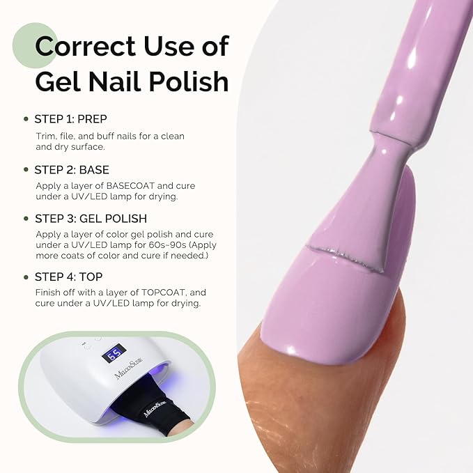 MelodySusie Hema Free Gel Nail Polish, 0.5 Fl Oz Thick Lavender Purple Gel Polish, Non-Toxic, Long Lasting, Soak Off UV Nail Polish, Manicure Nail Design Salon DIY Nail Art at Home K0786