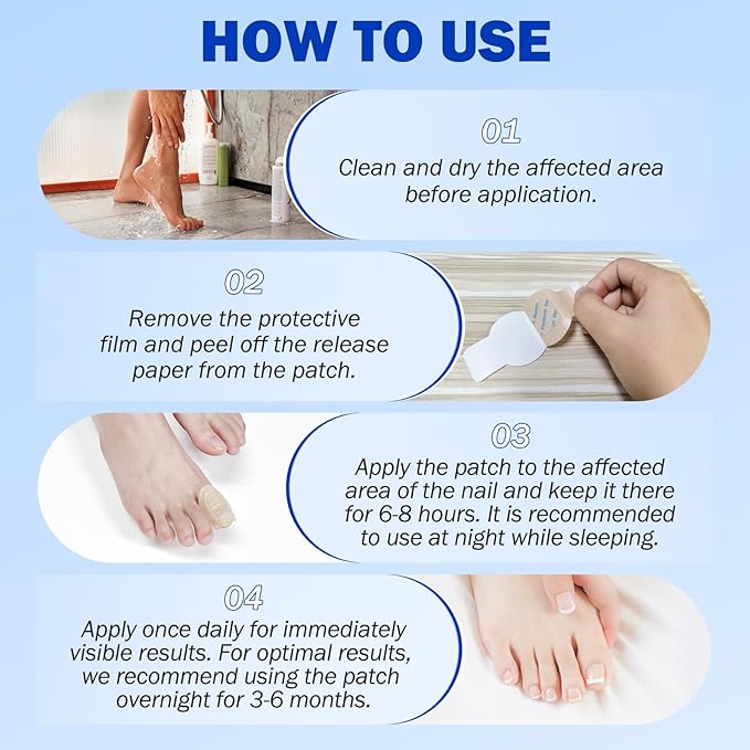 Nail Patches, 21 Pcs Toenail Treatment Extra Strength 8-Hour Overnight Nail Fast Acting Repair for Damaged & Discolored Nails Overnight Renewal Effortless Hydrogel Nail Care for Men and Women
