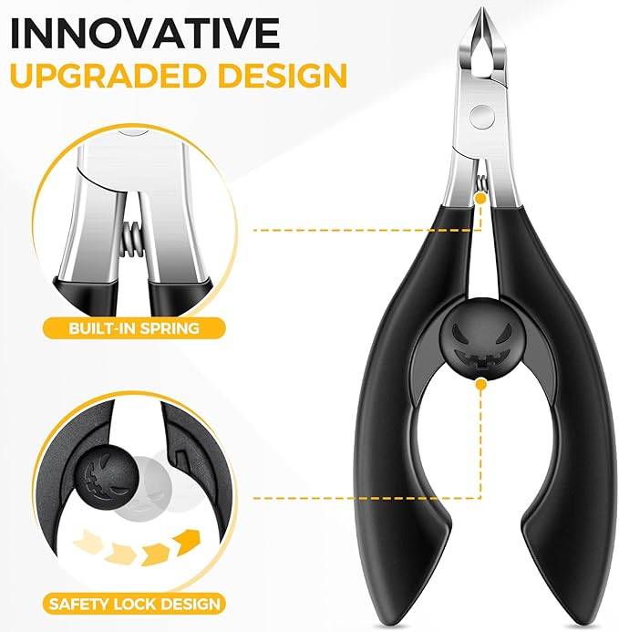 Ingrown Toenail Clippers for Seniors Thick Toenails, Straight Nail Clipper for Men, Heavy Duty Toe Nail Clippers for Thick Nails with Wide Jaw Opening, Professional Ingrown Toenail Removal Kit