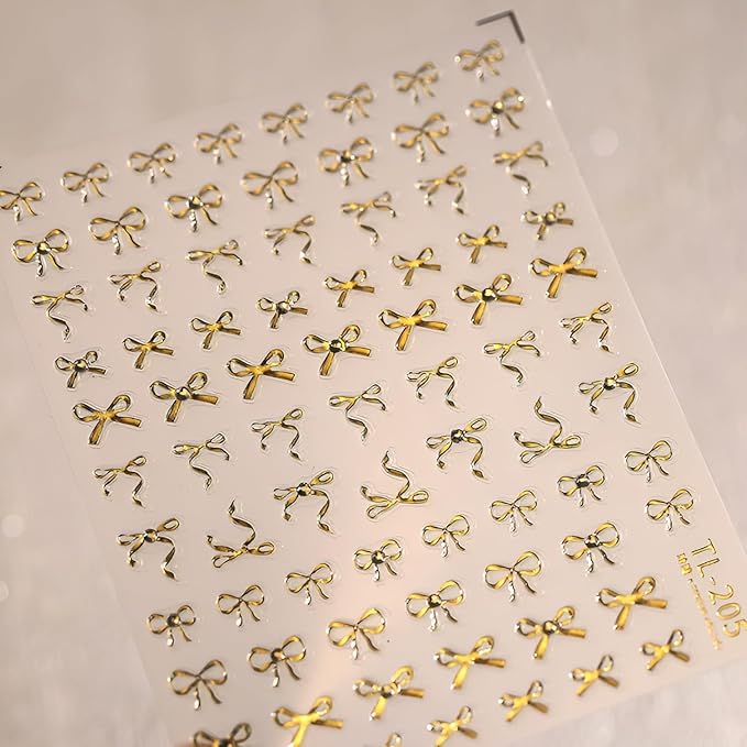 5D Embossed Bow Nail Art Stickers Decals Silver Gold Bow Nail Stickers for Nail Art Self Adhesive Silver Gold Bow Nail Art Supplies for DIY Manicure Decoration for Women Girls 2 Sheets