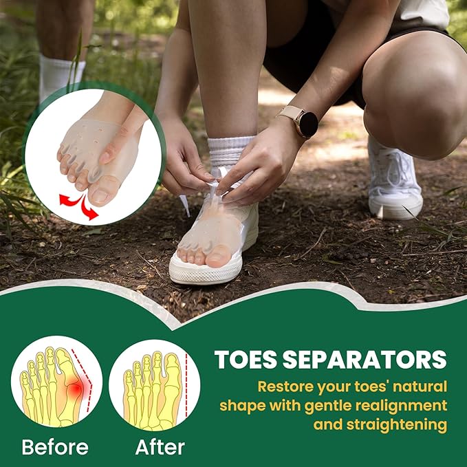 Toe Separators & Metatarsal Pads for Women & Men - 4Pcs Gel Toe Spacers, Ball of Foot Cushion for Pain Relief, Metatarsalgia, Morton’s Neuroma, Long Hours of Standing or Walking