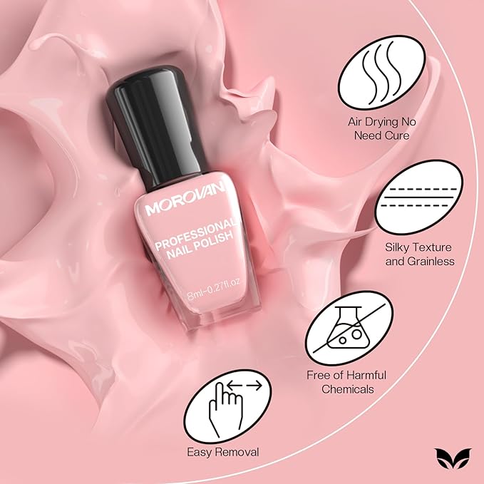 Morovan Rose Nail Polish Set: Fall Burgundy Dark Wine Cherry Red Hot Pink Fingernail Polish Kit Air Quick Dry Regular Finger Nail Polish Pack for Women Gift Holiday