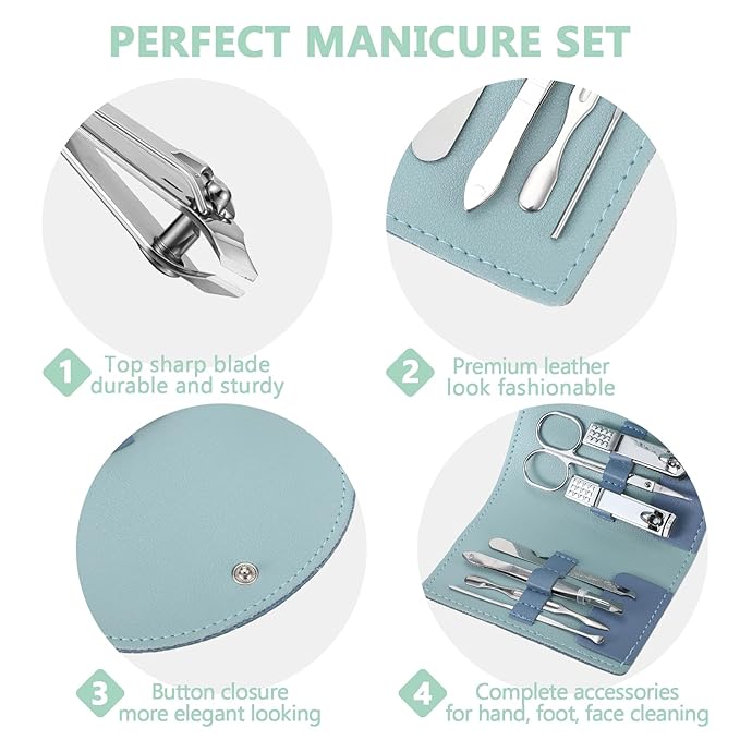 30 Set Manicure Kit Bulk Nail Clippers 7 in 1 Mini Nail Clippers Stainless Steel Professional Care Pedicure with Travel Bag Grooming Kit for Christmas Women Men Home(Bright Color,Classic)