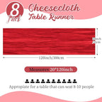 8 Pack Red Cheesecloth Table Runners 20x120 Inch Gauze Table Runner 10FT Easter - Image 2