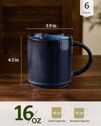 famiware Coffee Mug Set for 6, Star 16 oz Catering Mugs Cup Set - Image 4