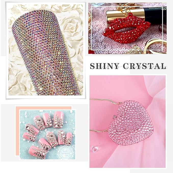 Novani Rhinestones 3000Pcs Flatback Crystal Round Loose Gemstones Glass Rhinestones for Crafts Makeup Nail Art Clothes Shoes DIY Decorations(SS10, 2.7-2.9mm,Pink)