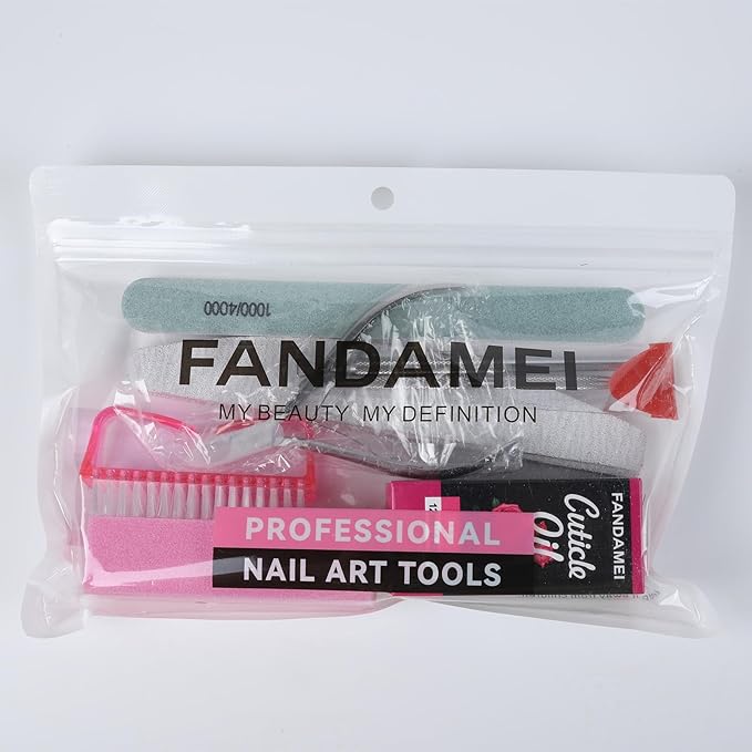 FANDAMEI Nail Files and Buffers, Manicure Tools Nail Care Kit with Nail File, Nail Buffer Block, Cuticle Care for Women with Nippers, Pusher Peeler. Cuticle Oil and Nail Prep Kit.
