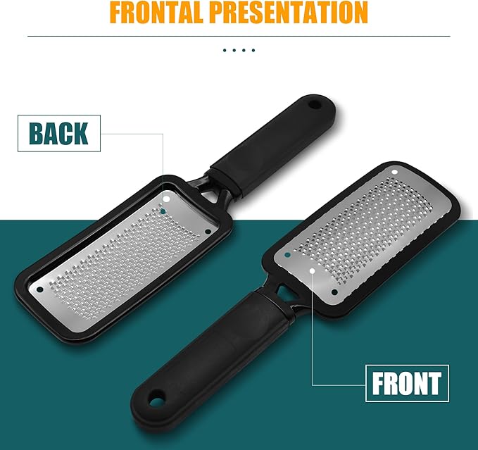 Foot Rasp Foot File, 2 Pcs Stainless Steel Pedicure Callus Remover for Feet, Professional Foot Care Tools for Pedicure to Removes Hard Skin Corns for Dry and Wet Feet