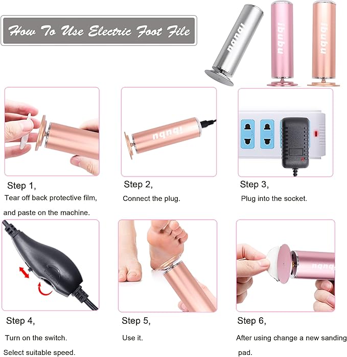 Electric Feet Callus Remover Gold Professional Powerful Foot File Pedicure Grinder Sanders with 60PCS Replacement Sandpaper Discs Heel Scraper for Dead Dry Crack Skin Calluses Speed Adjustable