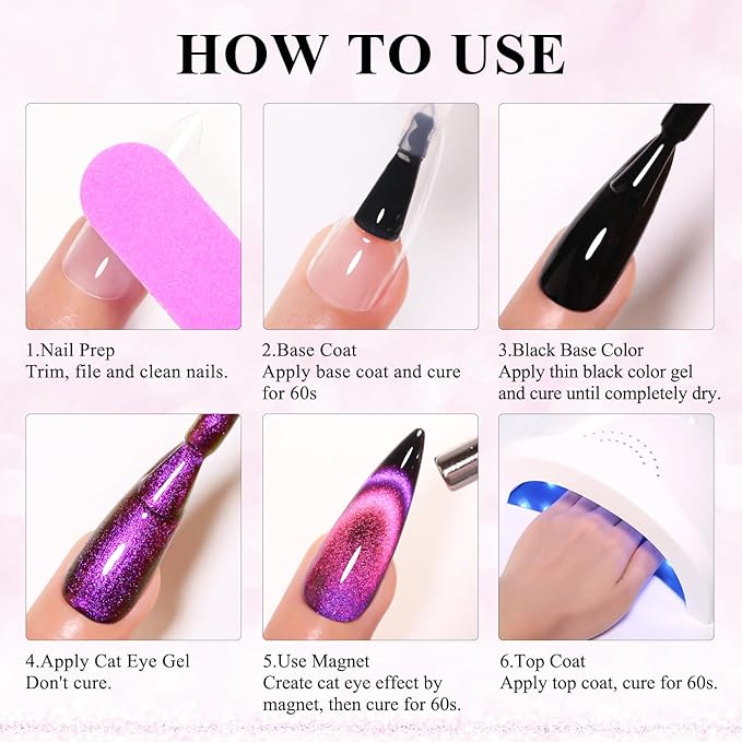 Imtiti Rainbow Cat Eye Gel Nail Polish, 15ML Holographic Glitter Cat Eye Gel Polish with Magnet UV LED Magnetic Gel Nail Polish Iridescent Sparkly Home DIY Manicure Nail Salon Kit
