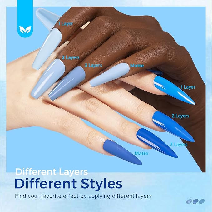 Morovan Blue Nail Polish Set: Light Navy Royal Blue Nail Polish Pack Quick Air Dry Baby Sky Cobalt Mini Toe Bulk DIY Art Salon Summer Gift for Women