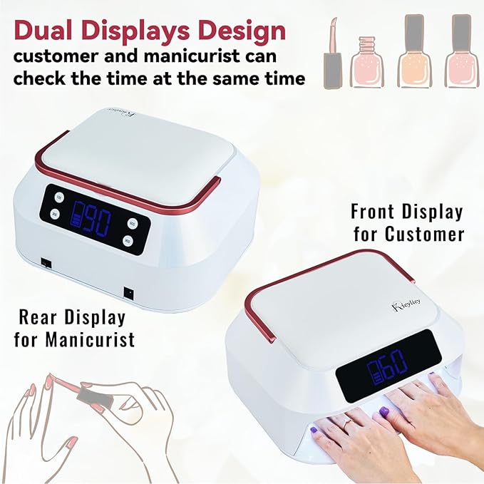 Cordless Nail Lamp,218W Professional Rechargeable UV LED Nail Lamp for Salon,Nail Lamp Built-in 30000mAh Battery,82PCS LEDs Nail Dryer with Dual Displays & Detachable Hand Pillow
