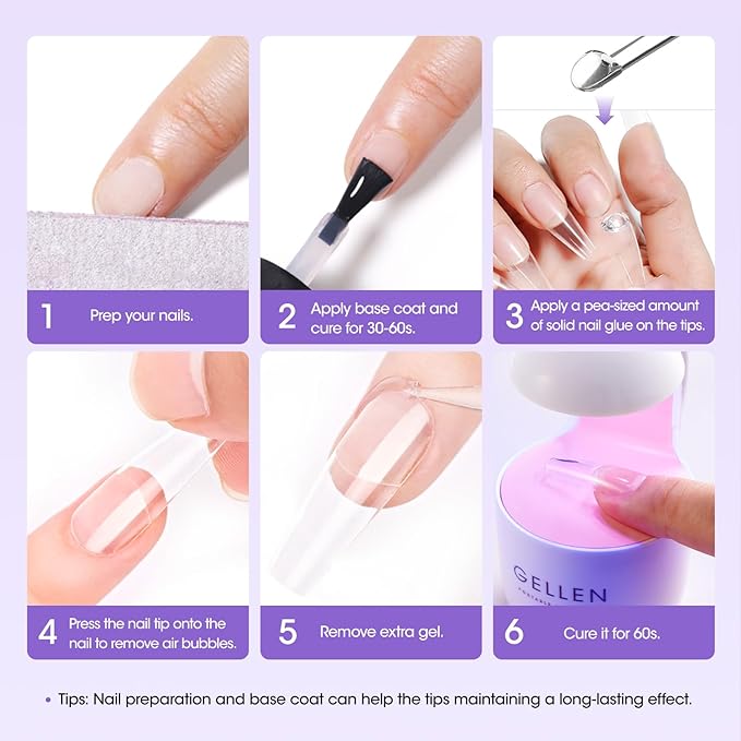 Gellen Solid Nail Glue Gel for False Nail Tips, Solid Gel Nail Glue for Press On Nails Strong for Acrylic Nails Home Salon Nail Art, UV LED Light Curing Needed - 15g