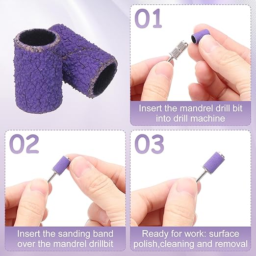HARFINGTON 212pcs Small Sanding Bands 80/150/240 Grit for Nail Drill Bits Mini Sanding Band with 2.35mm Mandrel for Nails Gel Manicures