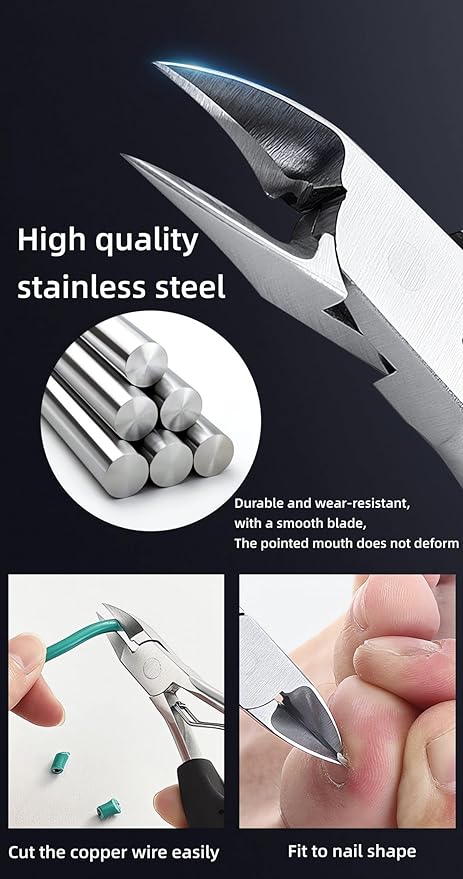 Podiatrist Toenail Clippers，Nail Clippers for Thick & Ingrown Toenails， Super Sharp Curved Blade Toenails Trimmer