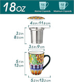 vancasso Ceramic Tea Mug with Infuser and Lid, 18 Ounce Bohemian Loose Leaf Cup - Image 2