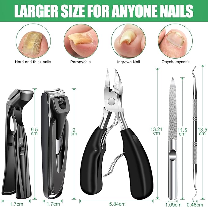 2025 Toenail Clippers for Thick Toenails for Seniors, Angled Head Large Toe Nail Clippers for Men with Wide Jaw Opening, Sharp Heavy Duty Fingernail Clipper Cutter with Catcher Long Handle