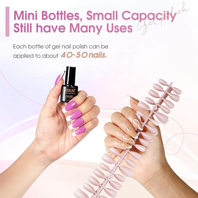 ROSALIND 18PCS Gel Nail Polish Set with Base Top Coat (Glossy Matte and Glitter),14 Colors Pink Red Nude Brown u v Gel Polish Series Soak off Nail Polish Gel Nails Art for Women
