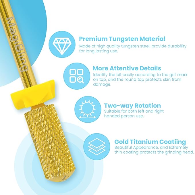 Small Barrel Nail Drill Bits Round Top, 3/32'' Safety Tungsten Carbide Bits, Two-way Rotation, Suitable for Manicure Pedicure Cuticle Gel Polishing, Technicians Bits, Grit: Extra Fine