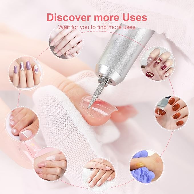 Electric 45000RPM Nail Drill Machine Rechargeable Portable Nail File Electric DIY Nail Drill Kit with Smart LCD Screen for Gel Nail Manicure and Pedicure Reflective Body etc (RED)