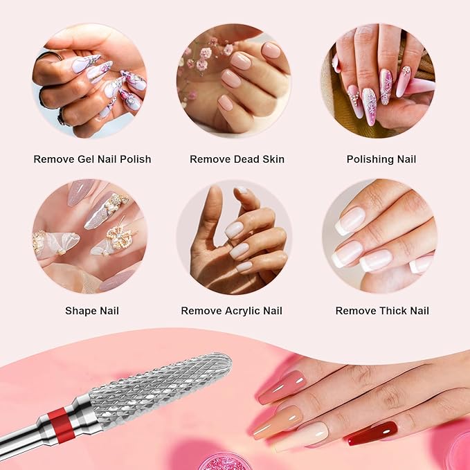 3/32" 2PCS Clean Cone Bits Fine Grit Carbide Cuticle Cleaner Bit for Electric Nail Drills – Professional Manicure Tool for Nail Salons and Home Use (F Grit. Silver)