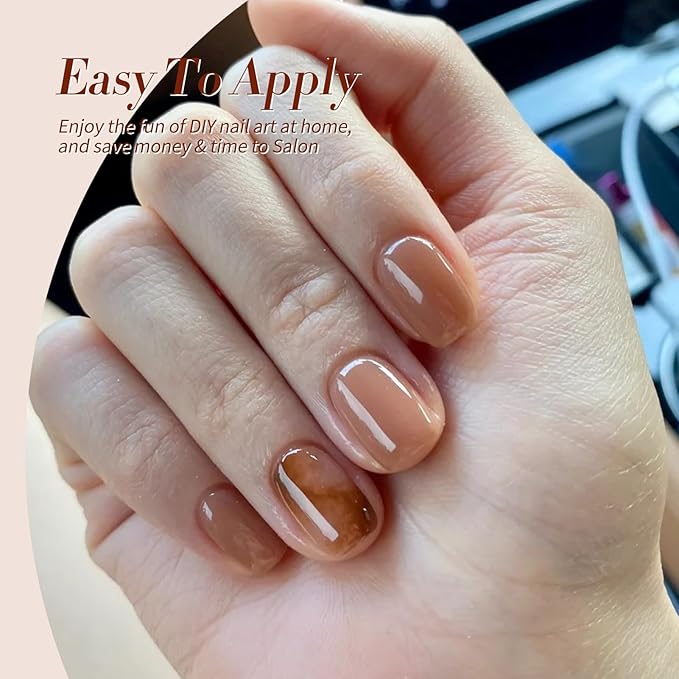 Born Pretty Jelly Gel Nail Polish Set Fall Winter Brown Blood Red Burgundy Black Gel Polish Sheer Milky Nude Transparent Halloween Gel Polish Set Nail Art Varnish Manicure Collection Gift 7ML 6PCS