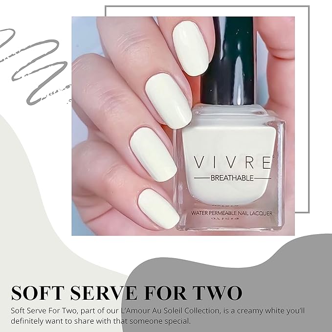 VIVRE Cosmetics Nail Polish, Quick Dry and Shiny, Halal, Vegan and Non Toxic, Long Lasting, Certified Breathable and Water Permeable - Soft Serve For Two