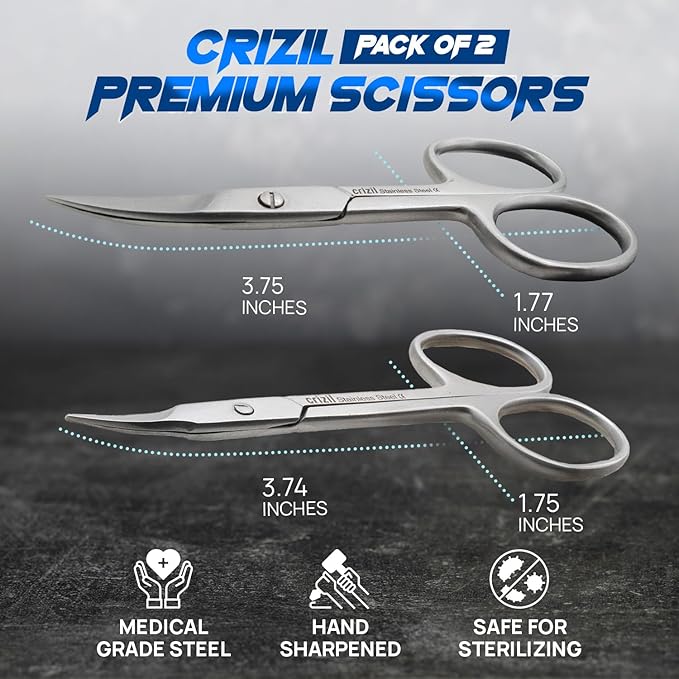 Nail Scissors for Women & Men – Stainless Steel, Curved Blade, Sharp Scissors for Toenails, Manicure, Pedicure, Cuticle For Home & Professional Use (Nail and Cuticle Scissors Pair)