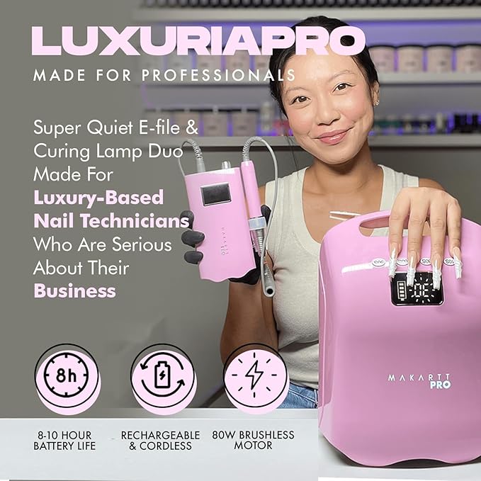 MakarttPro LuxuriaPro 98W Professional UV LED Nail Lamp | 42 Powerful LEDs for Fast and Efficient Curing Gel Nails | Rechargeable 5200mA Lithium Battery | Cordless Nail Dryer (Luxe Black)