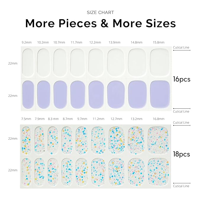 NAILOG Semi Cured Gel Nail Strips 34 pcs| Buy 2 Get 1 UV Lamp | Long Lasting Nail Polish Sticker Wraps with Glossy Gel Finish, Innocent