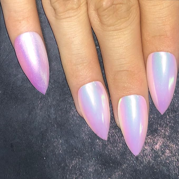 Holographic Nail Glitter Rainbow Neon Chrome Nail Powder Effect Nail Art Flakes Decoration Chrome Nail Dust Tip Manicure Pink Laser Nail Accessories, Chrome Powder for Nails