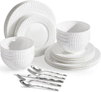 64Pc Bone China Dinnerware & Silverware Set, by KINGSTONE