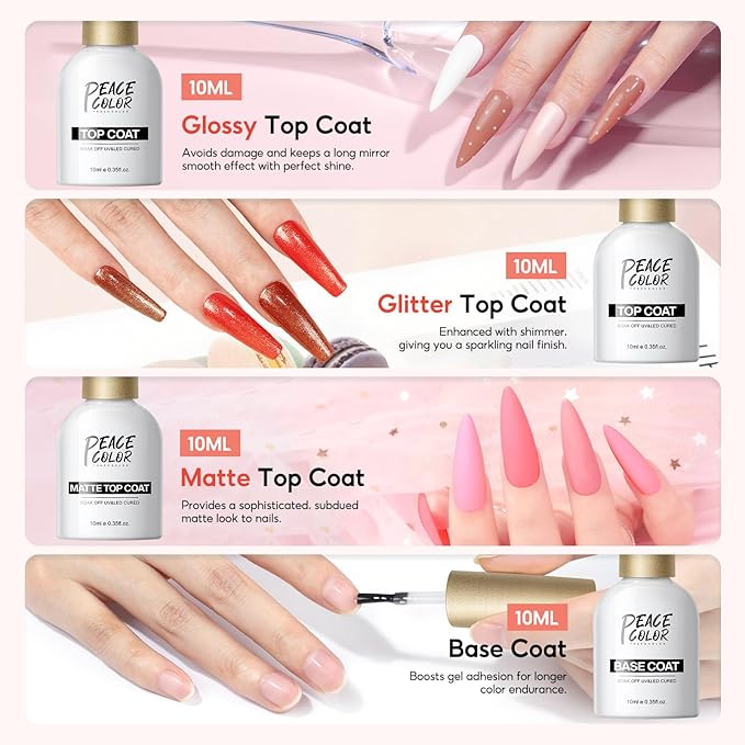 Peacecolor 83Pcs Gel Nail Polish Kit with U V Light and Drill, 56 Colors All Seasons Soak Off Gel Polish Set Cat Eye Gel with Matte/Glossy Glitter Base Top Coat Manicure Nail Kit Gifts for Women Girls