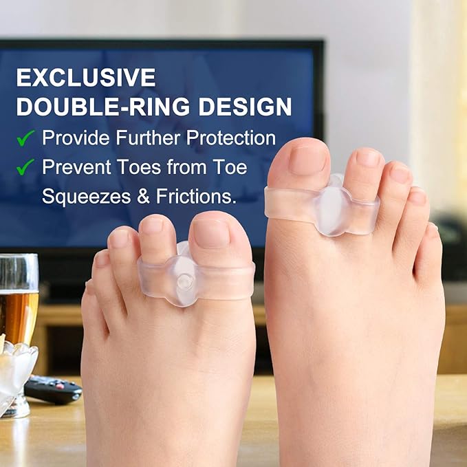 Gel Toe Corrector, 10 Pack of Toe Separators with 2 Loops, Big Toe Spacer for Bunion Pain and Overlapping Toe (FSA or HSA Eligible)