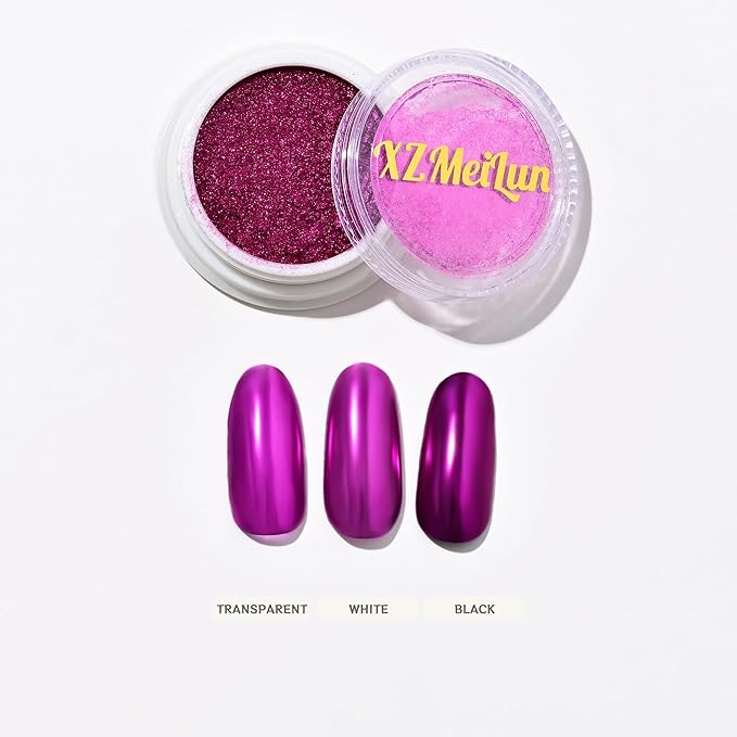 Purple Red Magic Mirror Chrome Nail Powder, Big-Capacity 1.5g Metallic Dust Holographic Effect Powder Pigment Glitter Manicure Kit, Nail Art, Can Mixed with Builder Gel Nail Polish for Use