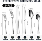 24-Piece Silverware Set with Steak Knives - Image 2