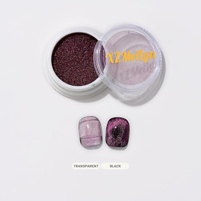 Chameleon Cat Eye Nail Powder, Big-Capacity 0.8g 9D Magnetic Powder Green Turns Purple Magic Mirror Effect Holographic Nail Art Glitter, Can Mixed with Builder Gel Nail Polish for Use