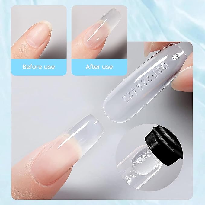 Poly Nail Gel Kit 15ml/0.5fl.oz Clear and Nude Poly Nail Gel Colors with Slip Solution Nail Dryer for Beginner(Clear&Nude)
