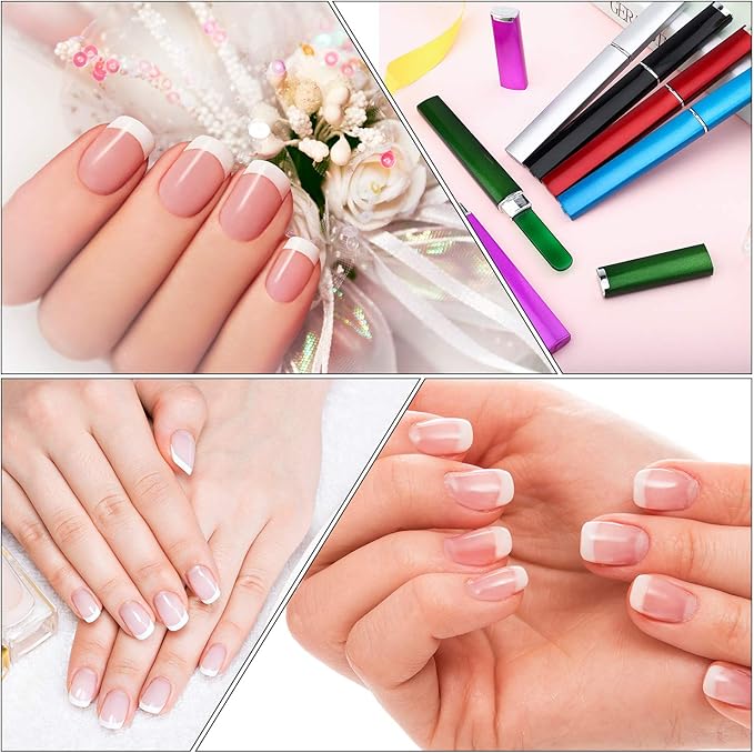 6 Pack Glass Nail Files with Case Stocking Stuffers for Women Crystal Glass Fingernail Files for Natural Nails Double Sided Nail File Gifts Manicure Set for Gentle Nail Care, 6 Colors